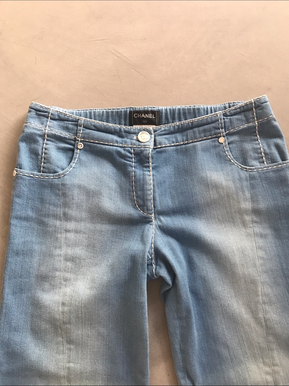 CHANEL Light Wash Wide Leg Jeans — Pale Blue Denim - Picture 4 of 16